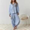 Dames Tweedelig Pyjamaset Geruite Knopenblouse Joggingbroek Casual Loungewear