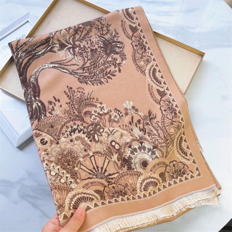 Retro Shenshu Imitation Cashmere Scarf for Women's Dual-purpose Thickened Warm Autumn and Winter Student Scarf Air Conditioner Shawl