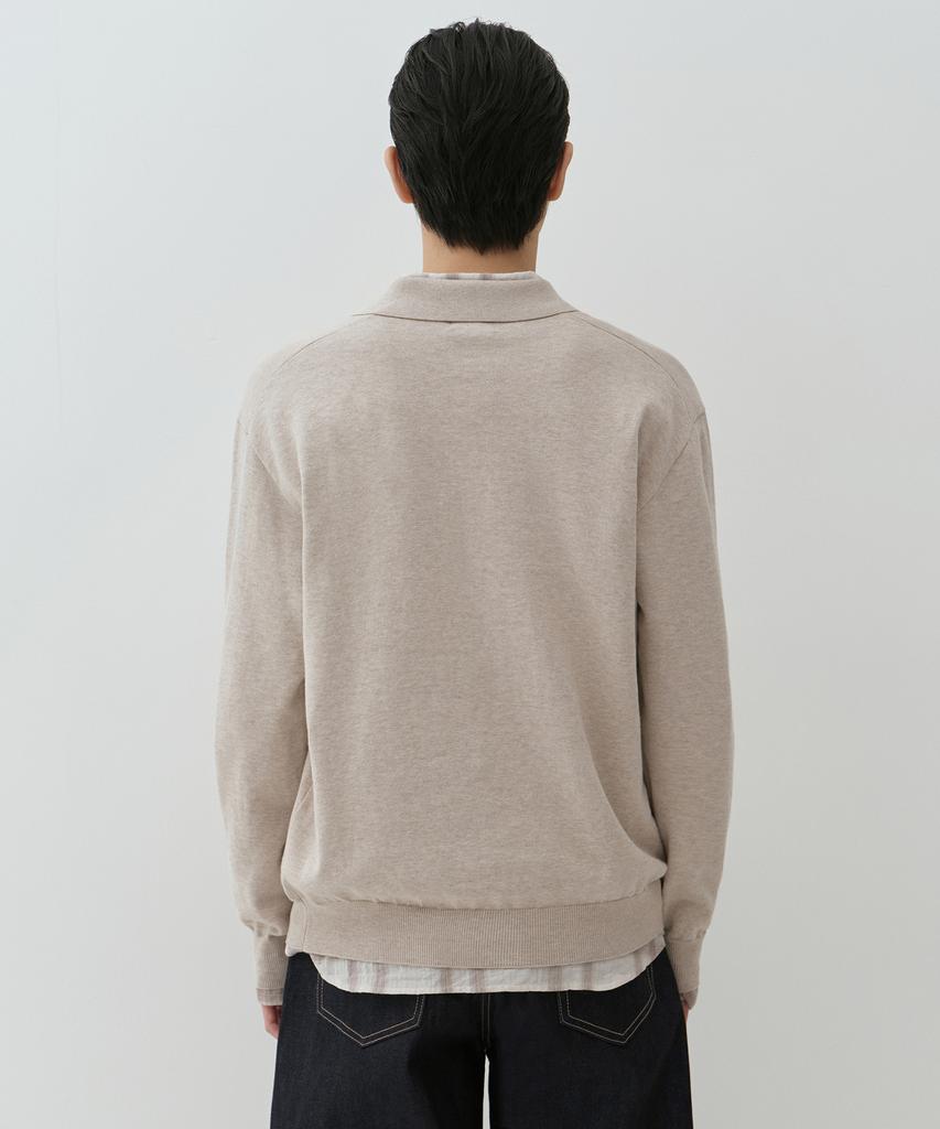 MUSINSA STANDARD Washable Supima Cotton Long Sleeve Knitted Polo Shirt [Oatmeal]