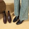 Autumn and winter new imitation leather French retro pointed thin boots low heel and bare boots Martin boots thick heel short boots