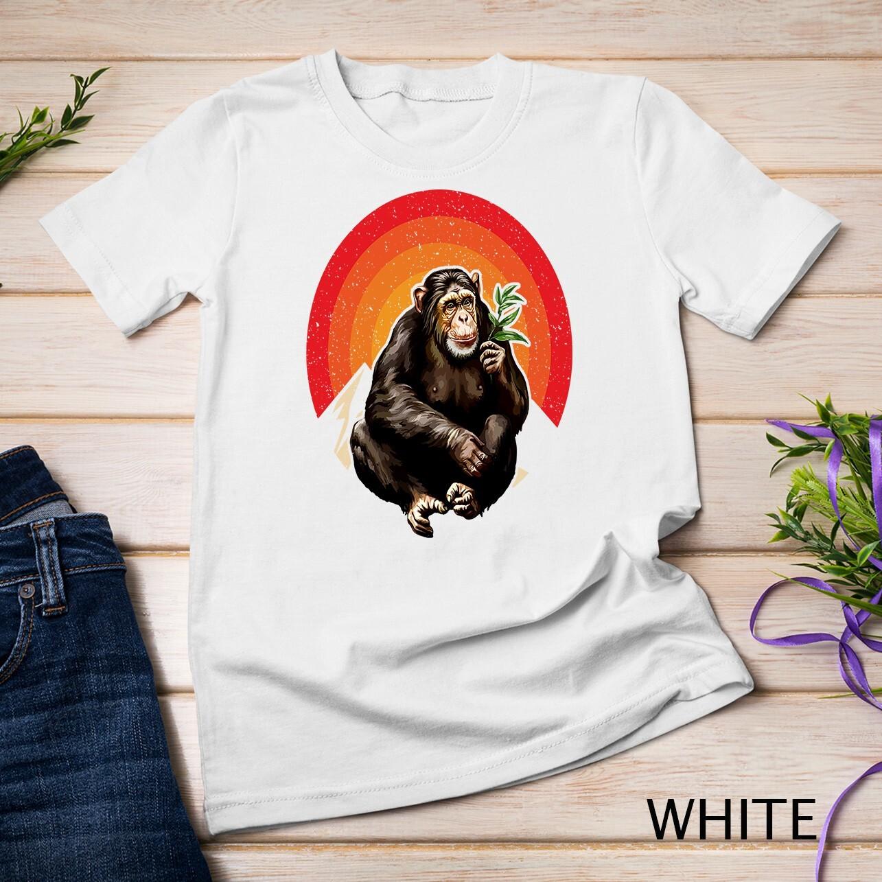 Retro Vintage Chimpanzee Monkey Wild Forest Animal Unisex T-Shirt Mens Womens Tees Top S
