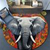 Elephant Mandala Round Area Rug,Carpet Rug for Living Room Bedroom Sofa Playroom Decor,Non-slip Floor Mat