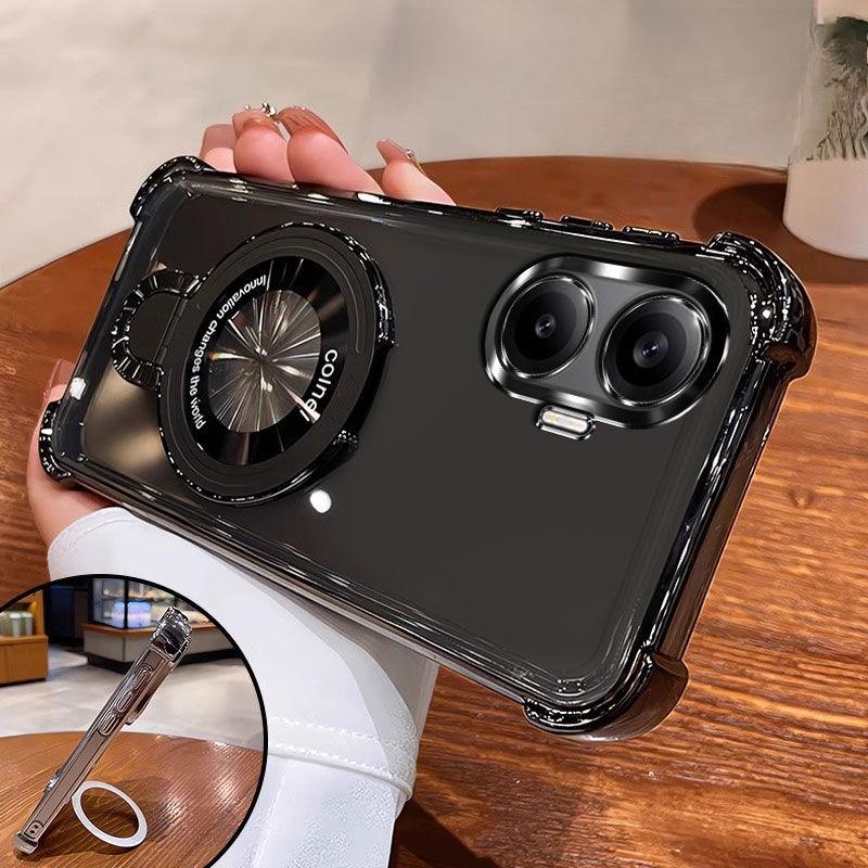 

Противоударный чехол с магнитным держателем Magsafe с гальваническим покрытием для Xiaomi Redmi Turbo 4 3 Pro A5 A3 A1, силиконовая накладка Redmi A5 чёрный