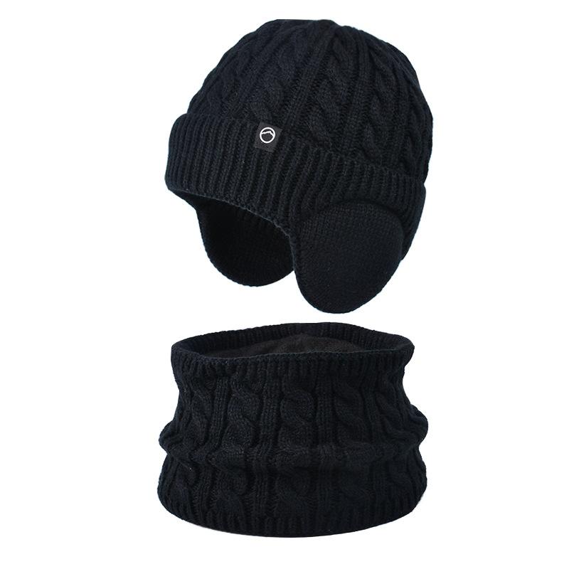 Winter Plush Thick Children's Hat, Scarf Gloves, Three Piece Set, Men's and Women's Outdoor Windproof Ear Protection, Warm Knitted Hat