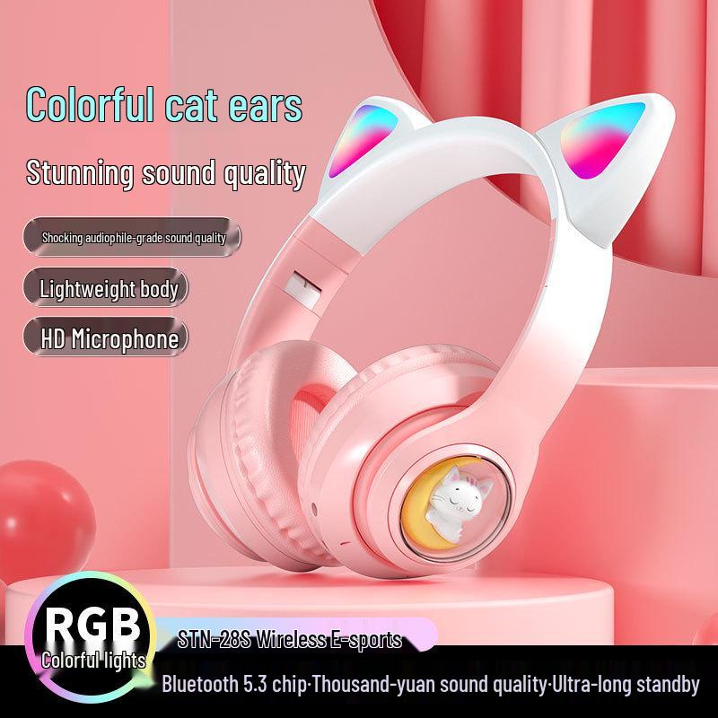 Cross-Border Pet Capsule Cat Ear Bluetooth Earbuds: Luminous & Gradient Design