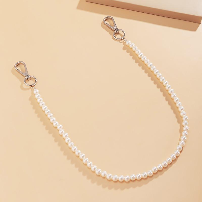 Retro Trend Waist Chain for Women Temperament Pearl Beaded U-shaped Waist Chain Hip Hop Rock Personality Jeans Chain Accessories