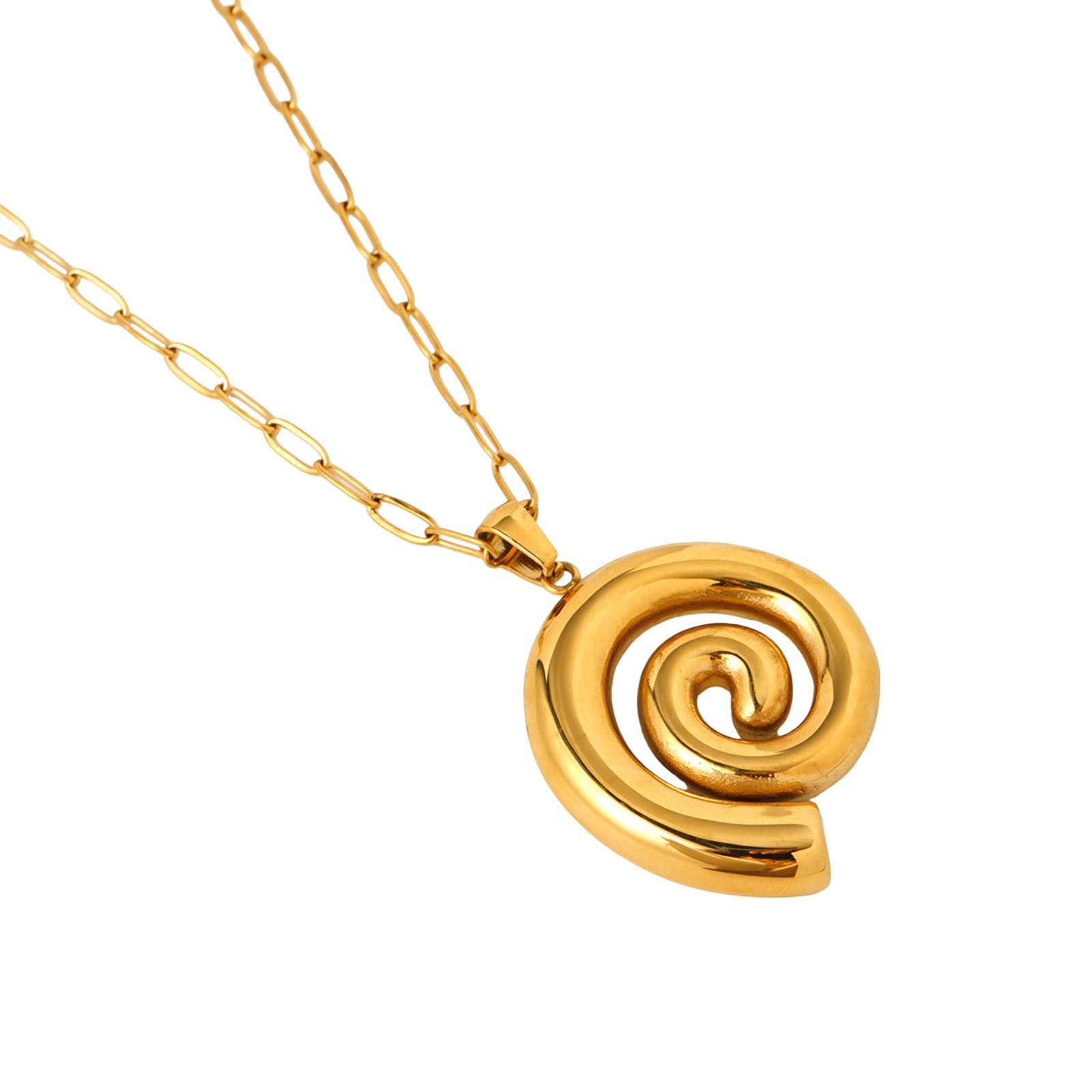 

Layer Beach Necklace With Swirl Shell Charm Stainless Steel Waterproof Jewelry for Women Casual or Party Wear 1