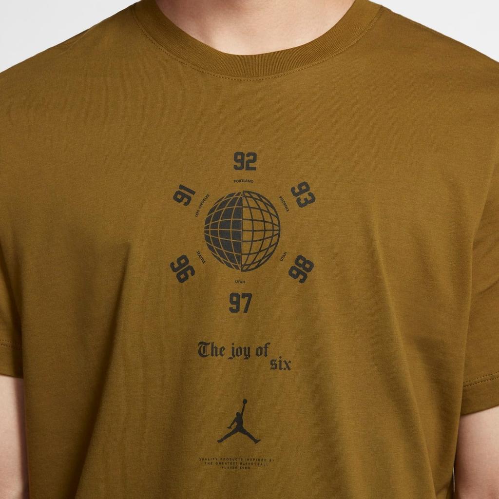 Jordan Logo Print Basketball Sports Crew-neck Short Sleeve T-shirt Men Tops Olive-Green AT8928-368