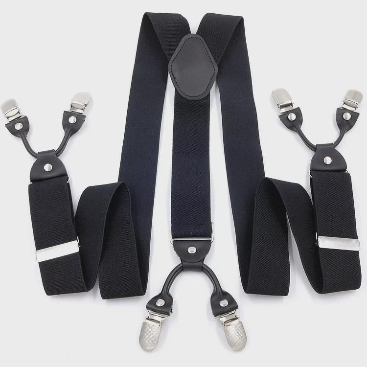 Men's Six-Clip Jacquard Wide Suspenders with Printed Webbing