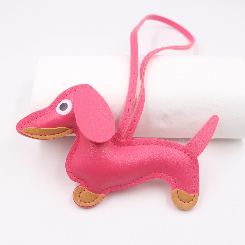 +Cartoon Leather Sausage Dog Hand Rope Bag Pendant Phone Case Accessories Pendant Car Dog Keychain