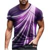 Summer Round Neck 3D Line Print Top Fashionable Casual Short Sleeved Men's T-shirts
