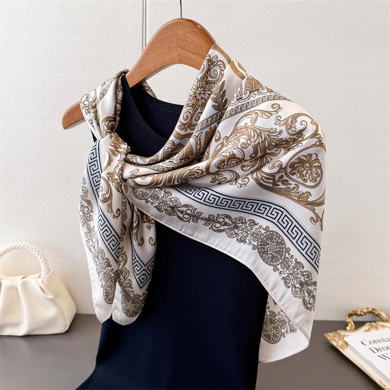 Light Luxury Imitation Silk High-End Printing Large Square Scarf Silk Scarf Shawl Headscarf Neck Protection Scarf Decorative Women'S Scarf