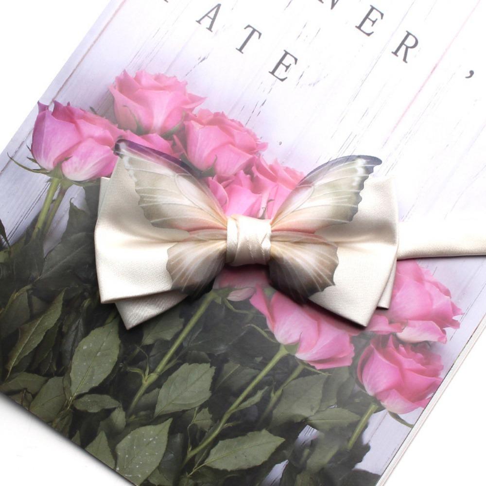Adjustable Men Necktie Solid Color Bridegroom Groomsman Cravat Fashion Butterfly Bow Tie  Shirt