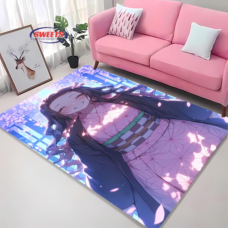 NO.3 Classic Demon Slayer Kamado Nezuko Theme Carpet,Living Room Bedroom Office Kid Room of Choice,Non-slip Machine Washable Mat