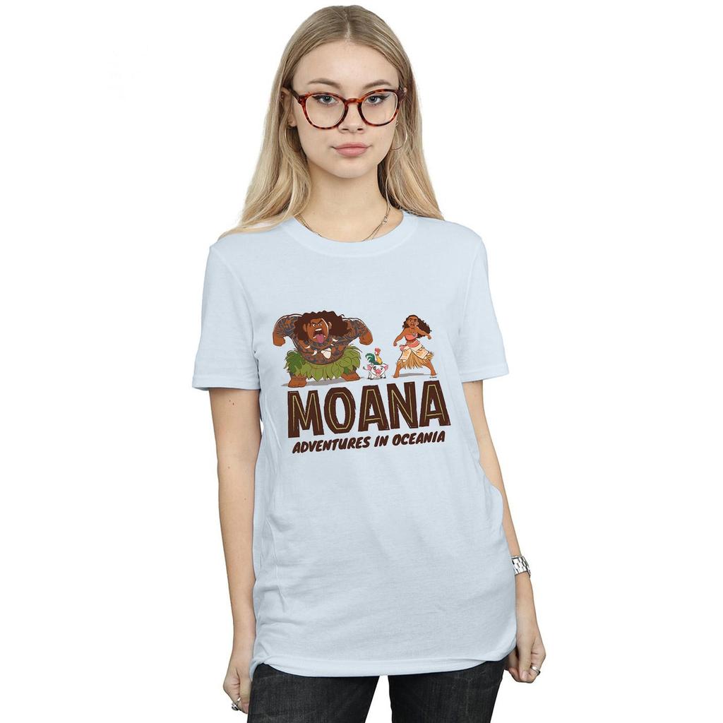 Disney Womens/Ladies Moana Adventures in Oceania Cotton Boyfriend T-Shirt