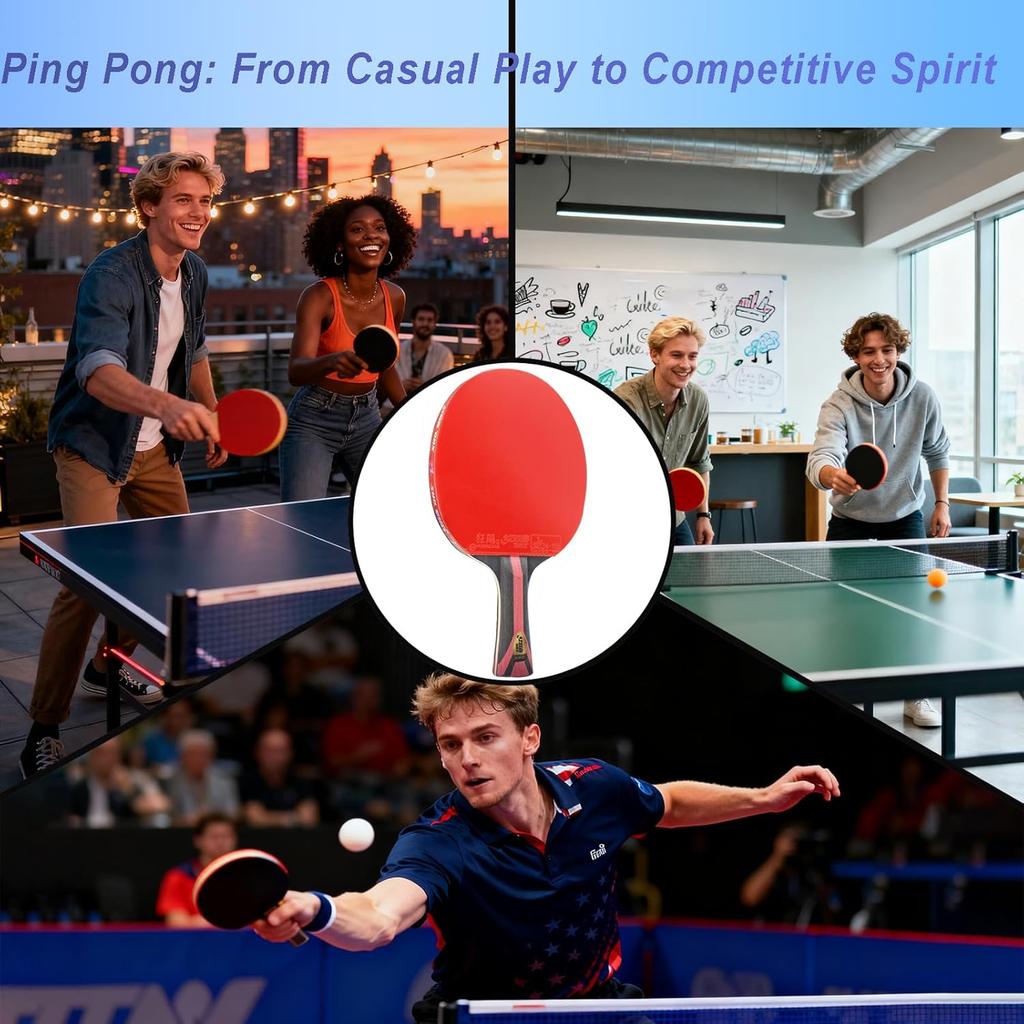 Double Professional Level Wood Ping Pong Paddles ITTF Approved Anti-Spin Rubber Advanced Control Speed Racket Offensive