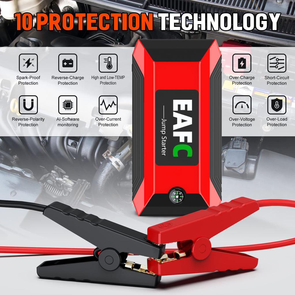 1200A/600A Portable Car Jump Starter 12V Emergency Battery Booster Power Bank Charger Starting Device for Petrol Diesel Vehicles