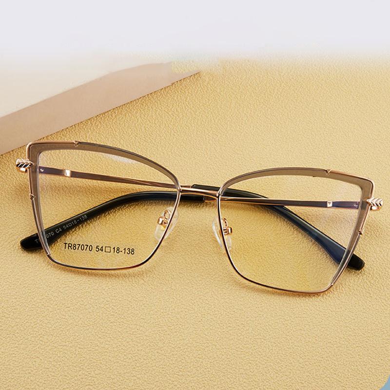 Red Cat Eye Myopia Glasses -1 5 To -6 0 Retro Blue Light Blocking Women Optical Prescription Eyeglasses Metal Frame