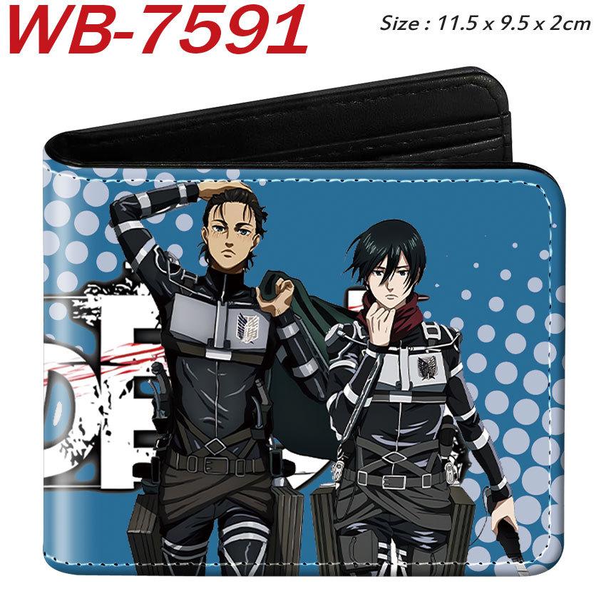 Attack on Titan Anime Faltbare Leder Geldbörse Kurzer Kartenhalter Cartoon Spiel Zubehör für Männer Frauen Braun