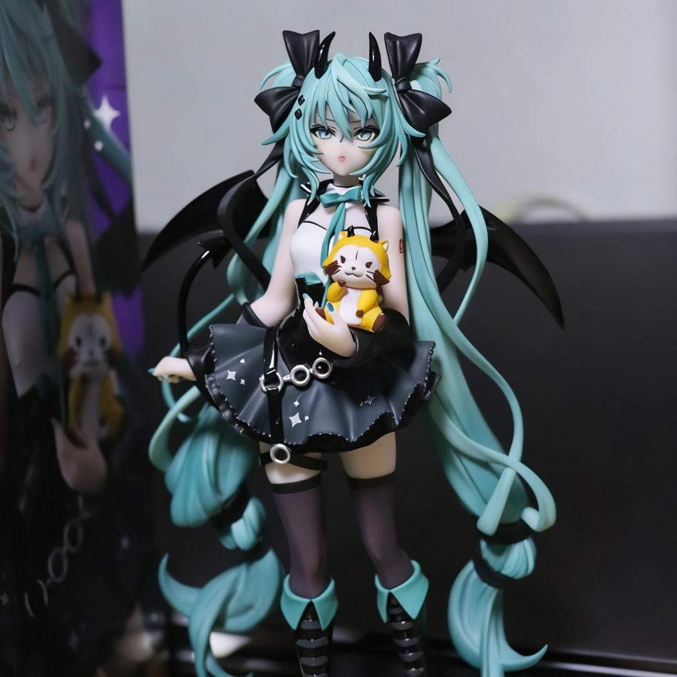 19CM Anime Hatsune Miku Little Devil Raccoon Kawaii PVC Action Figure Model Toy Desktop Decoration Cute Holiday Gift