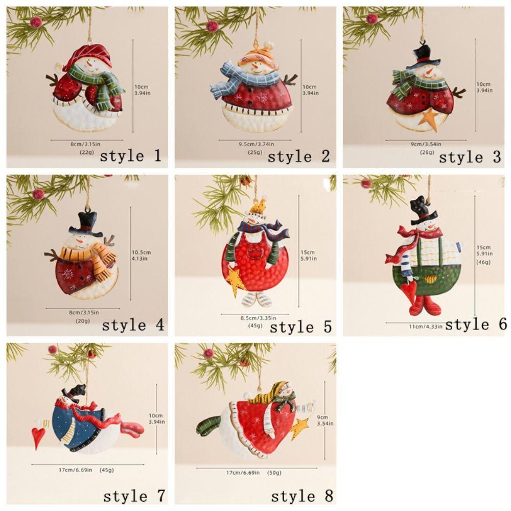 Cute Handmade Snowman Hanging Model Hanging Cartoon Xmas Ornament Iron with Lanyard Christmas Tree Decor Festival Decoration