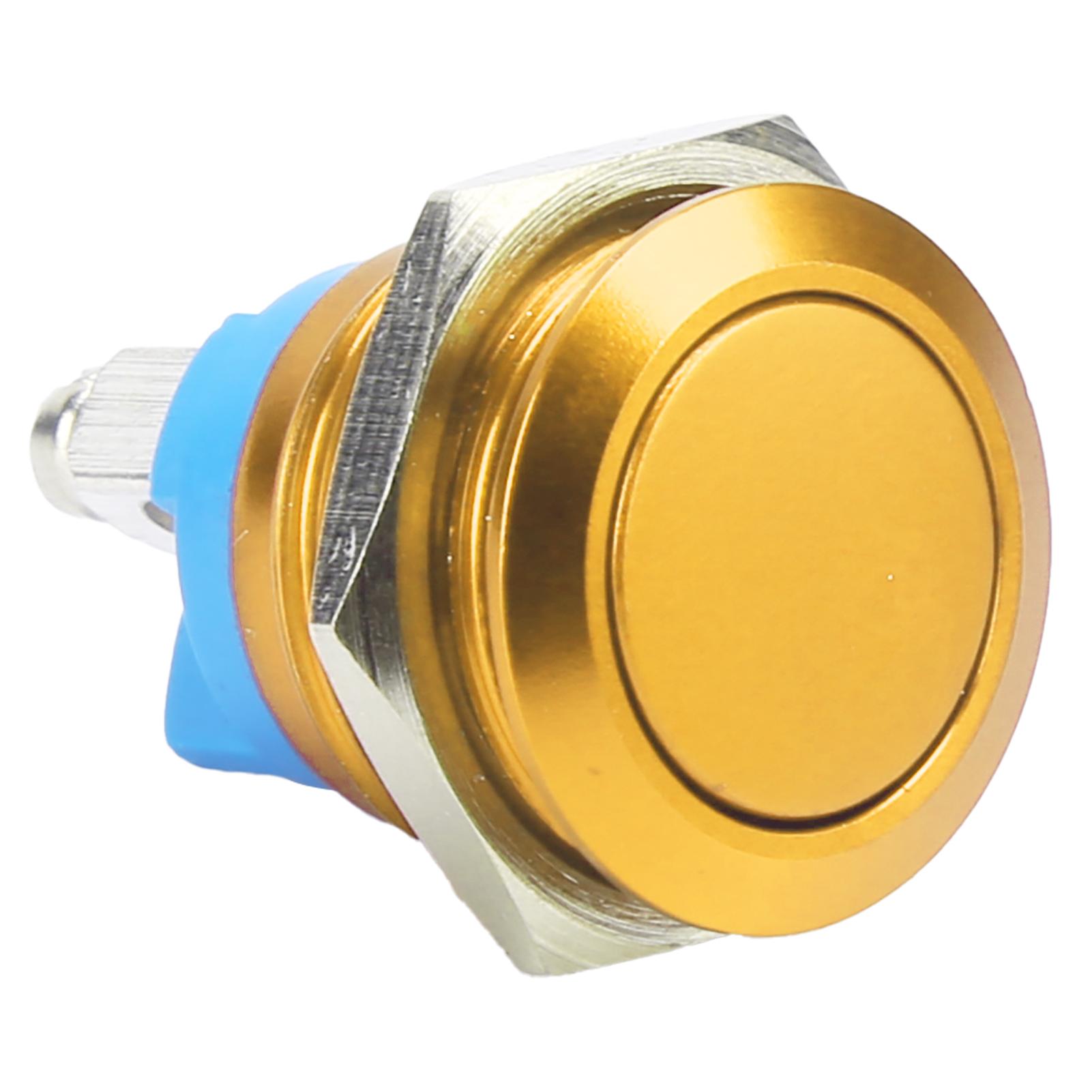 

Metal Button Switch Stainless Steel 16mm Flat Round Head Waterproof SelfReset Power 220V жовтий