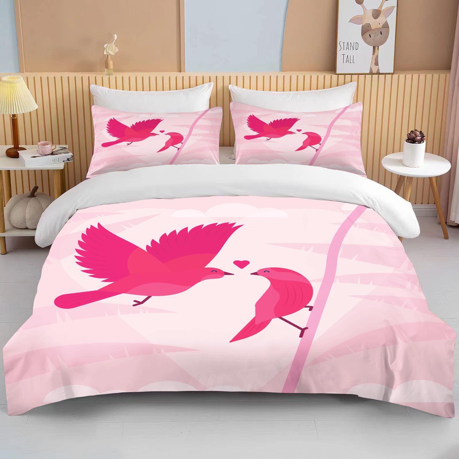 

Милый мультяшный комплект одеяла для двуспальной кровати с парой животных, европейский комплект постельного белья, домашний текстиль, роскошная наволочка, комплект постельного белья для спальни EU single(135x200cm)