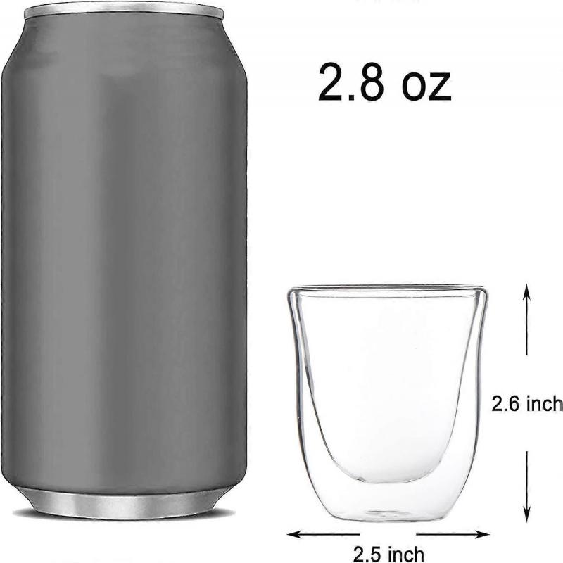 4 Pack 80ML Espresso Cups, Double Wall Thermo Insulated Espresso Cups, Glass Coffee Cups