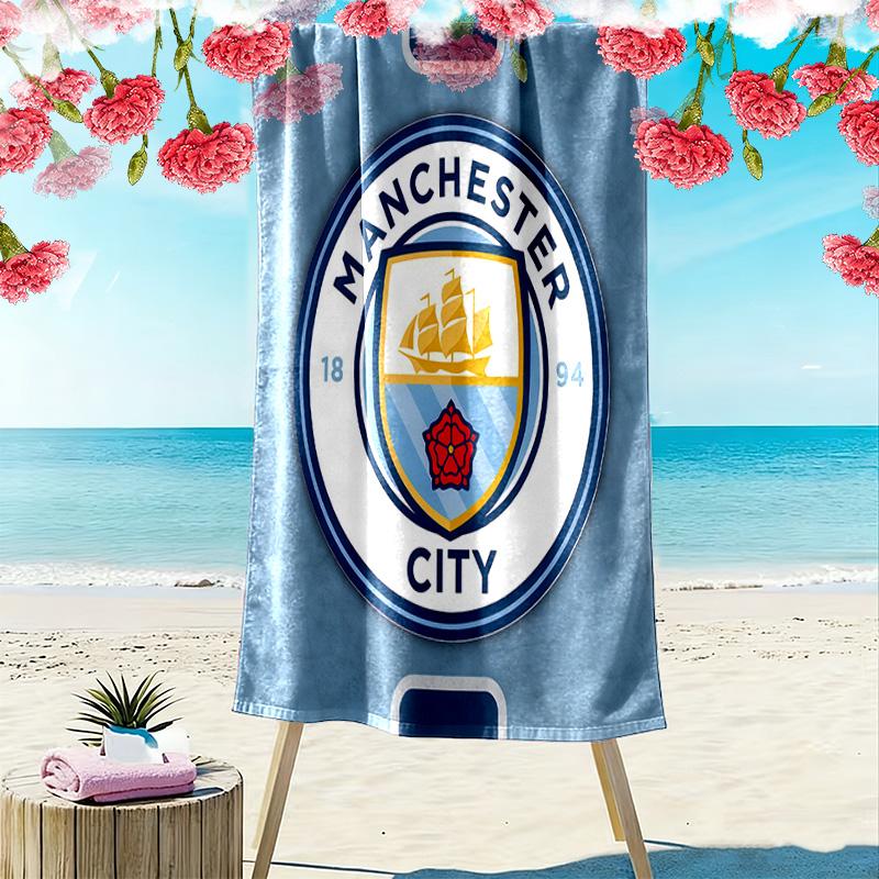 Manchester City F.C Print Beach Towel, Large Soft Quick Dry Towel for Beach Camping Swimming