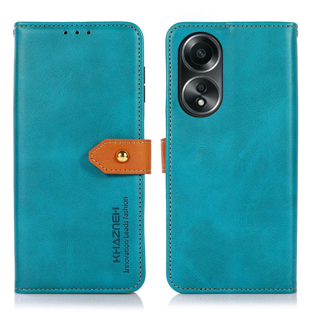 KHAZNEH For Oppo A58 5G Leather Wallet Phone Cover Foldable Stand Cowhide Texture Case