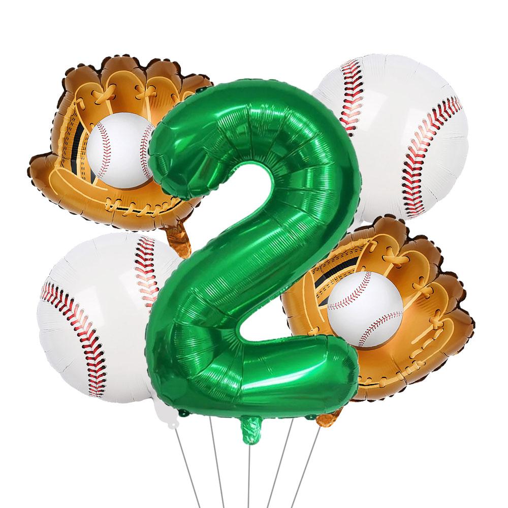 Baseball Balloons 32Inch Foil Green Number 0~13th Birthday Decor For Baseball Party Supplies Baseball Sports Theme
