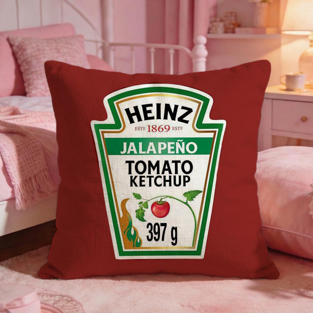 Vintage Label KKetchup Label Cushion Cover Premium Comfort Reversible Pillow Cove Two in One Design for Any Room Car Interior