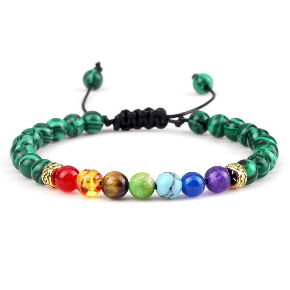 Multicolor Volcanic Lava Stone and Turquoise Tiger Eye Bead Yoga Bracelet