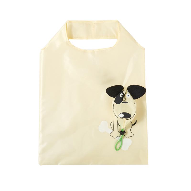 Eco-Friendly Folding Shopping Bag with Japanese Animal Cartoon Design, Large Capacity, Polyester 190T, Puppy Theme