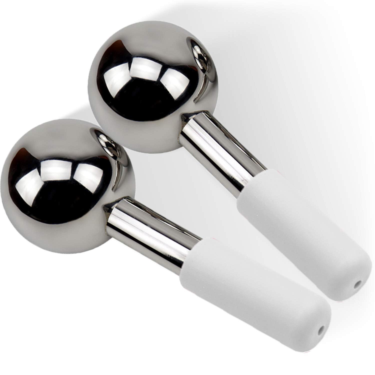 

2pcs/1set Stainless Steel Ice Ball Facial Massage.Mini Facial Eye Beauty Stick. Household Beauty Accessory Reduces Puffiness