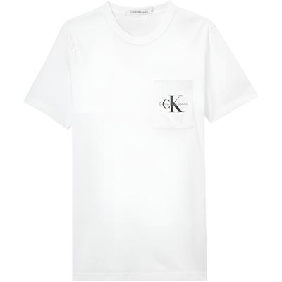 Jeans Slim Fit Round Neck T-Shirt With Letter Pocket Men Tops Bright-White J30J320936-YAF