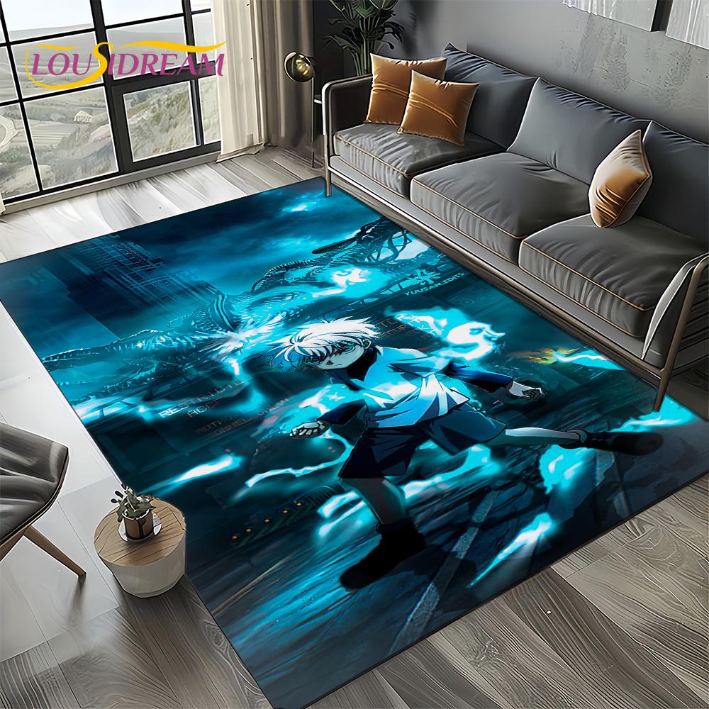 Alfombra HxH Anime Hunter×Hunter Dibujos Animados para Dormitorio Sala de Estar Decoración de Sofá del Hogar, Alfombrilla Grande Decorativa Infantil Regalo