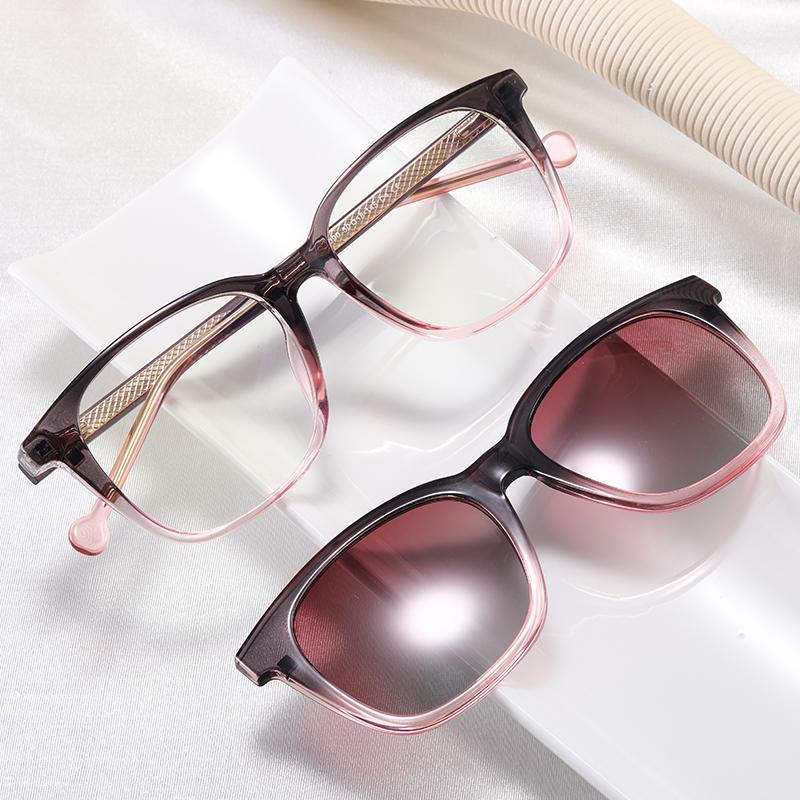 Polarized Magnet 2 In 1 Sunglasses Women Fashion Square Clip On Glasses Frame Female TR90 Anti Blue Light Optical Eyewear Shades
