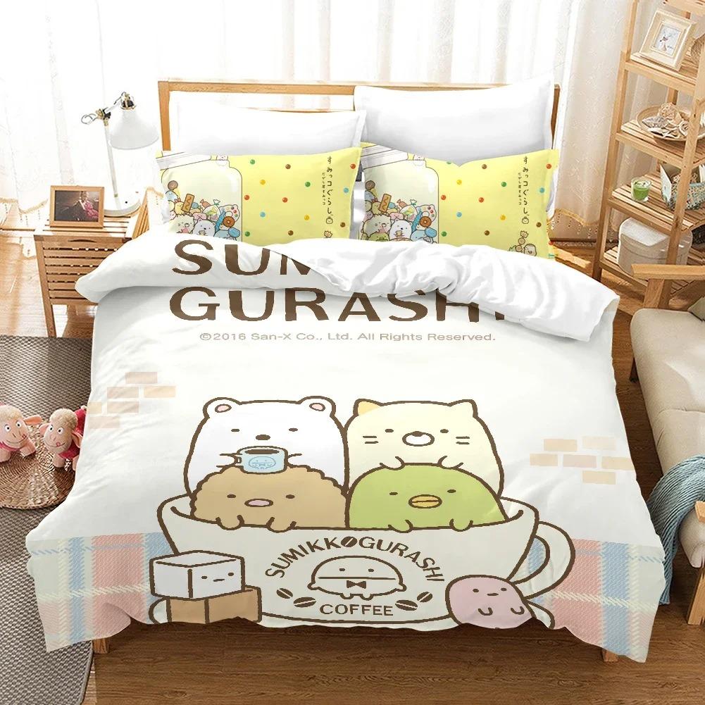 3D Printed Sumikko Gurashi Pattern Comforter Cover with Pillow Cover Bedding Set Single Double Twin Full Queen King Size Bed Set