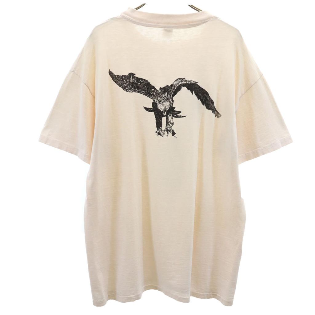 HANES 70s Made In USA Vintage Eagle Print Short Sleeve T-shirt Men's Used