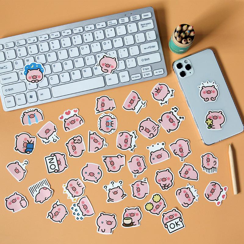 40 de autocolante de porcușor drăguț pentru copii Recompensă pentru manualul de desene animate Materiale pentru pahar cu apă Autocolante pentru manual pentru bagaje