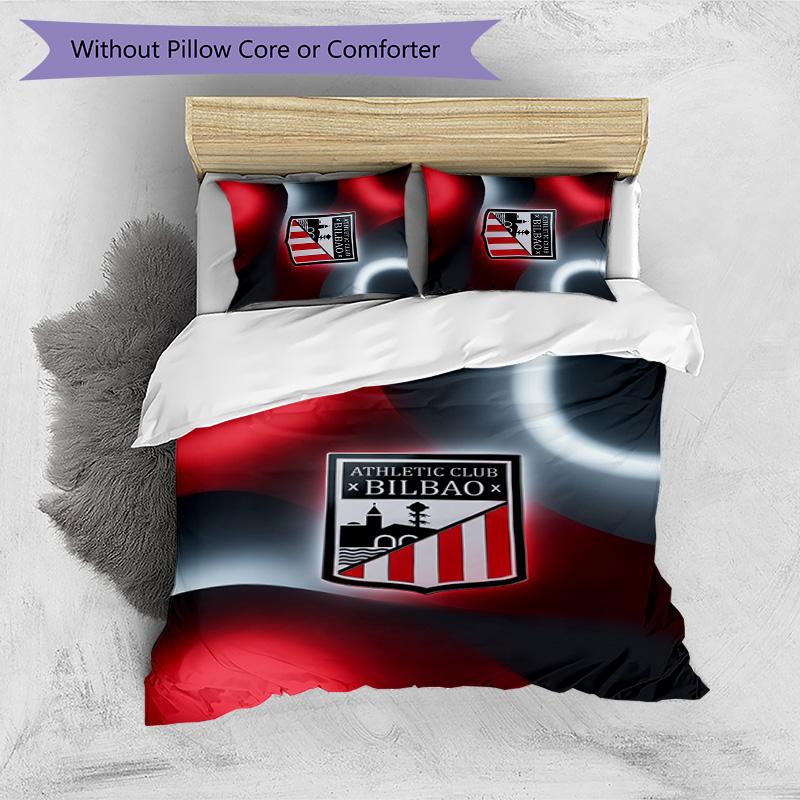 Athletic Bilbao Football Printed 3 Pieces Bedding Set, Comfortable Skin Friendly Bedroom Duvet Cover Set