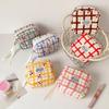 Checkered Cartoon Cherry Korean Pencil Bag Cosmetics Storage Makeup Bag  School Office