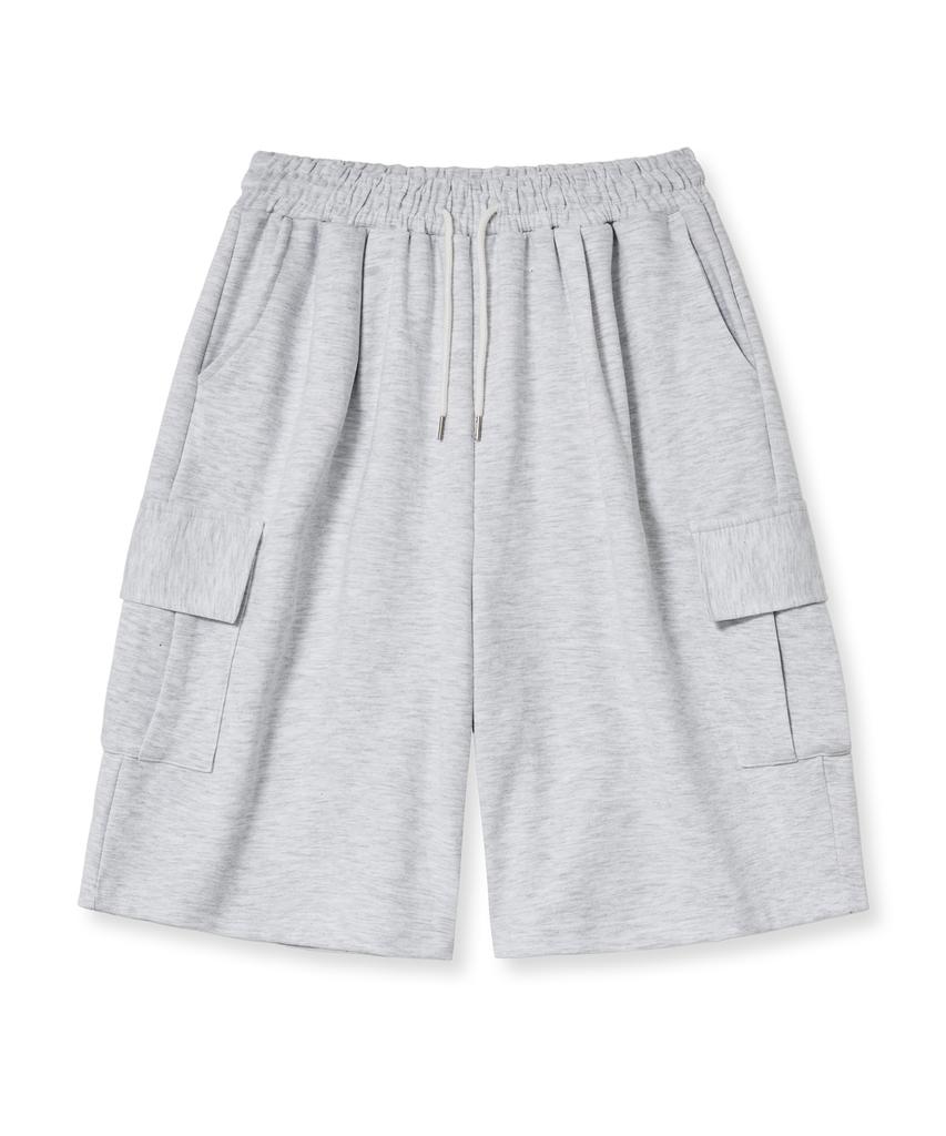 LXT Pintuck Cargo Bermuda Heavy Sweatpants [White Melange]