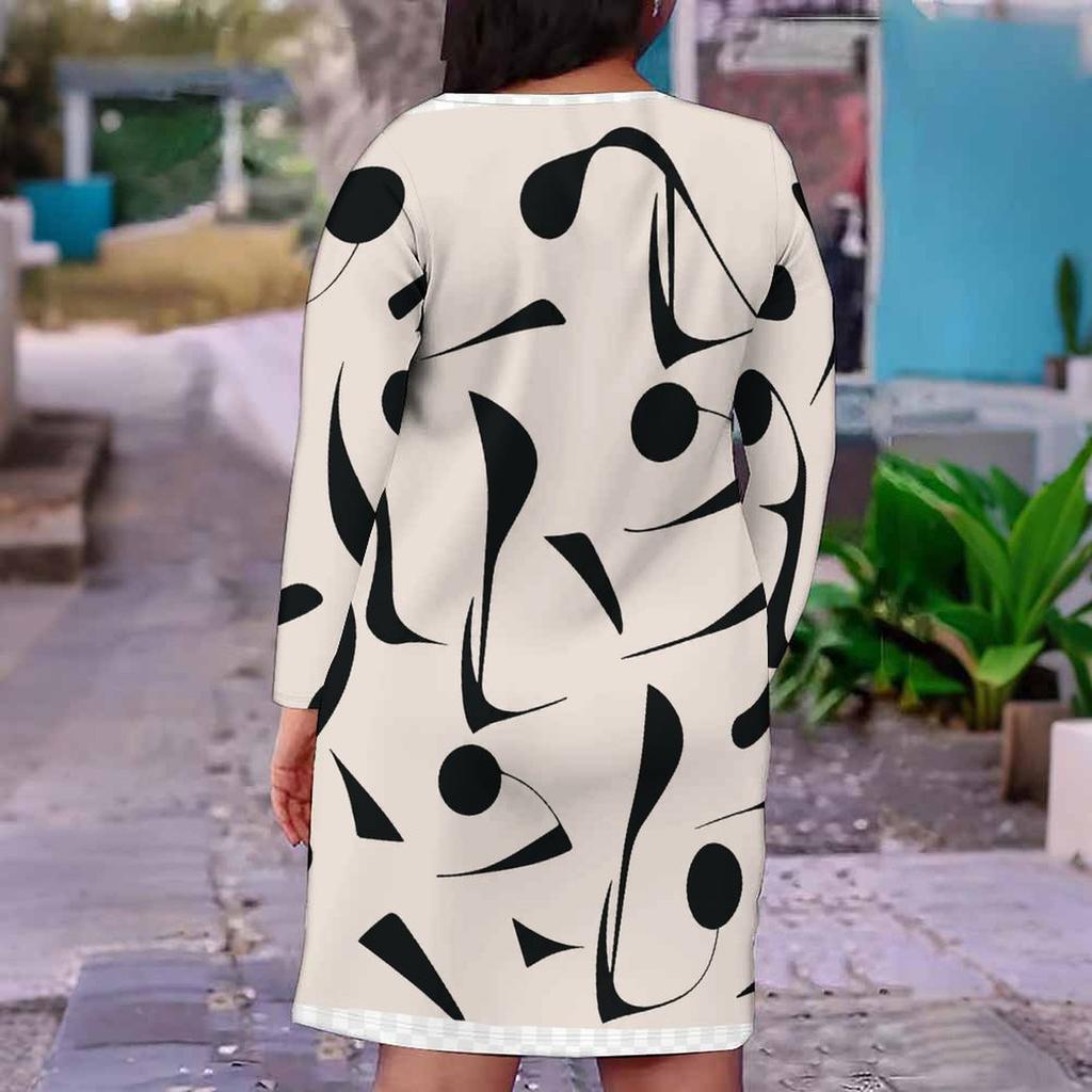 Women Plus Size V Neck Long Sleeve Pink Yellow Blue Printed Fitted Dress
