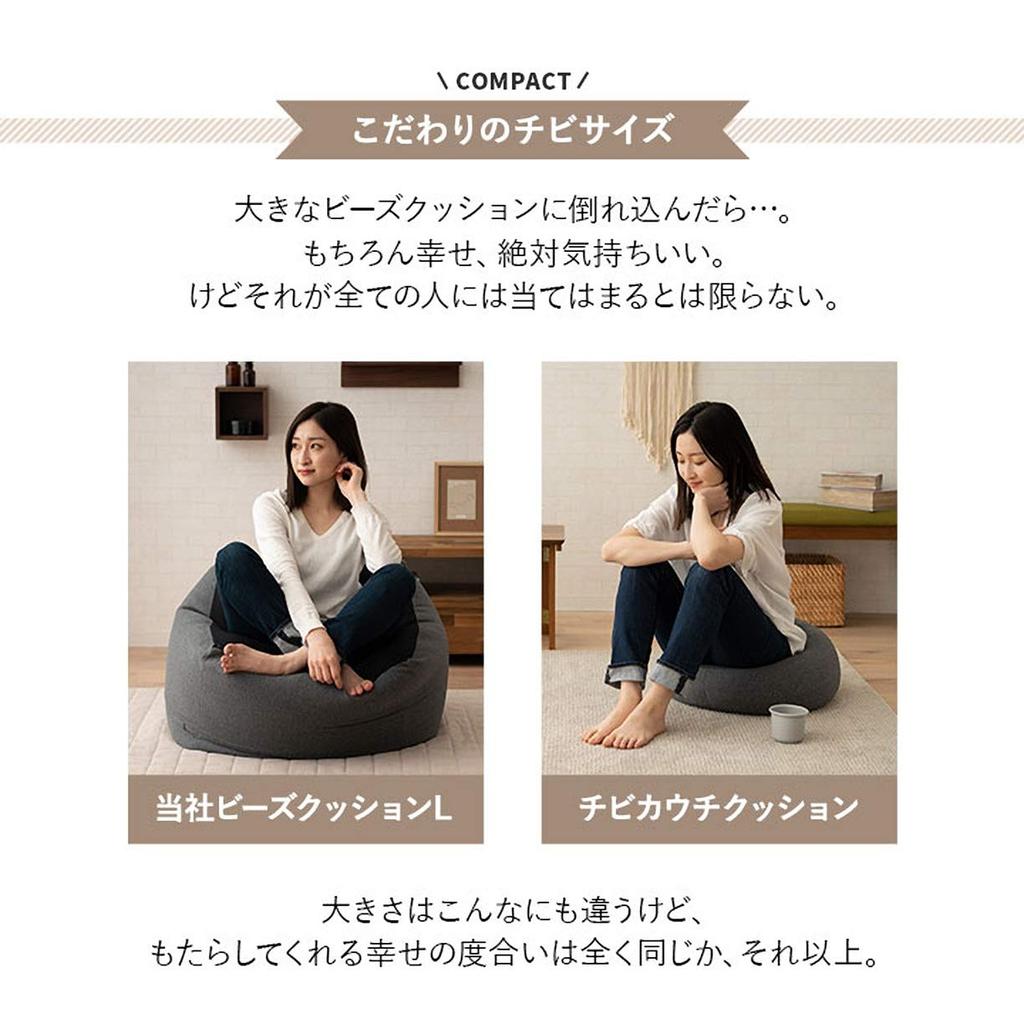 Emoor Bead Cushions, Floor Cushions, Couch Cushions, Light Gray, Set of 2, Made in Japan, Compact, Single-Seater