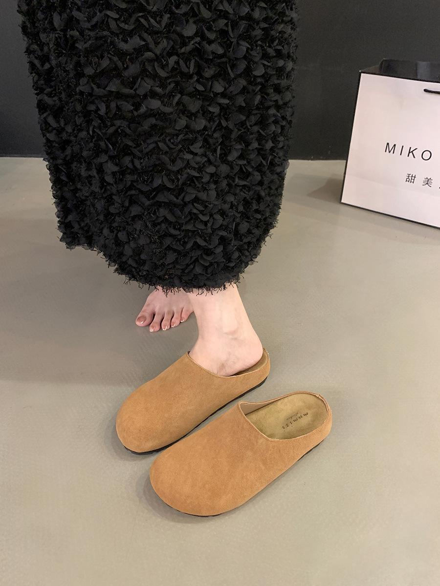 

Niche retro platform bag head half slippers women s shoes wear 2025 new autumn one-pedal shoes 39