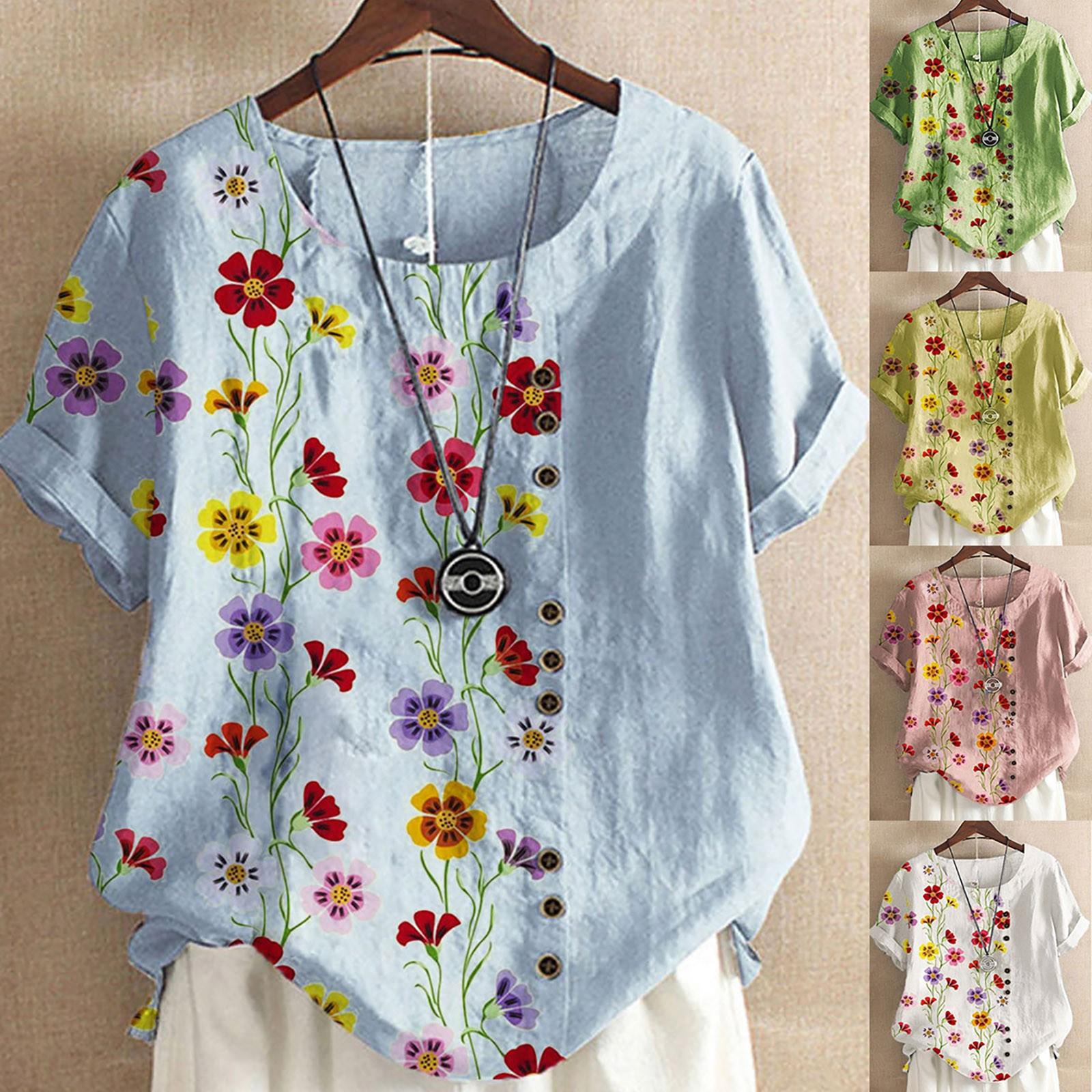 

Женские летние модные повседневные топы с коротким рукавом и круглым вырезом с цветным контрастным принтом