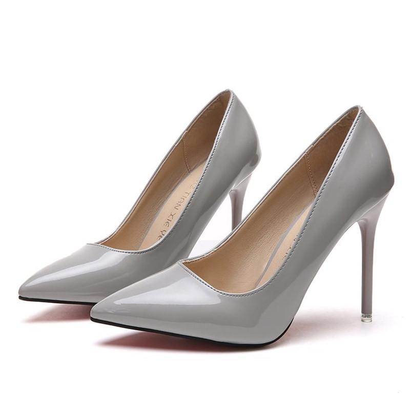 Fashion 2025 HOT Women Shoes Pointed Toe Pumps Patent Leather Dress High Heels Boat Shoes Wedding Shoes Zapatos Mujer Blue White