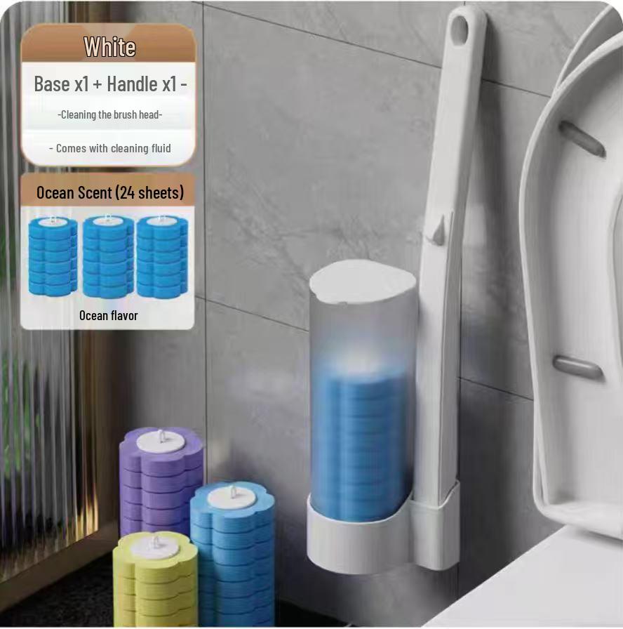 Wall-Mounted Disposable Toilet Brush Heads Set for Complete Bathroom Cleaning